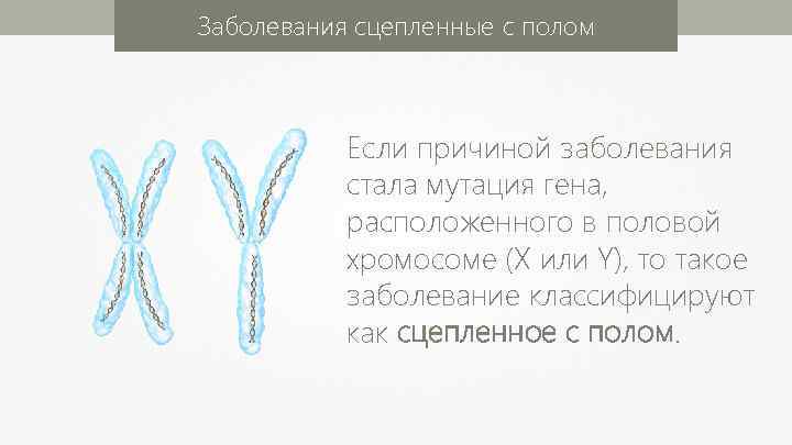 Заболевания сцепленные с полом Если причиной заболевания стала мутация гена, расположенного в половой хромосоме