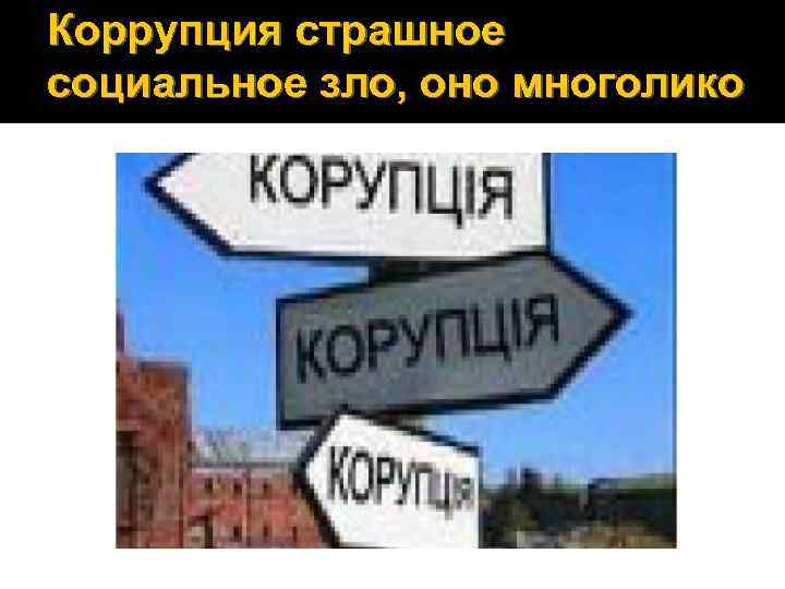Коррупция страшное социальное зло, оно многолико 