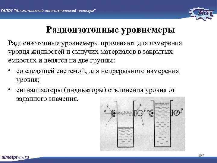 По какому принципу строится схема радиоизотопного уровнемера