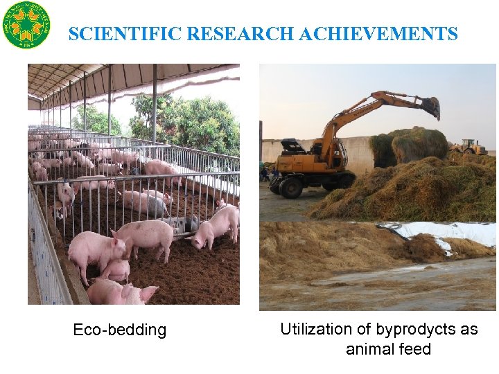 SCIENTIFIC RESEARCH ACHIEVEMENTS Eco-bedding Utilization of byprodycts as animal feed 
