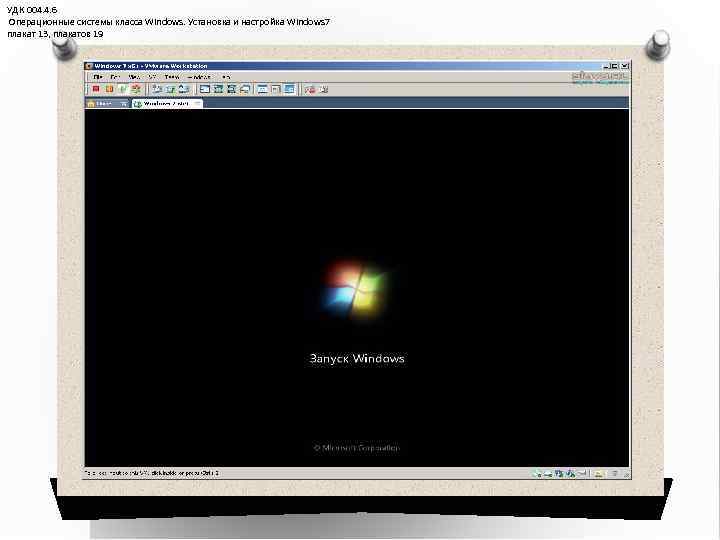 УДК 004. 4. 6 Операционные системы класса Windows. Установка и настройка Windows 7 плакат