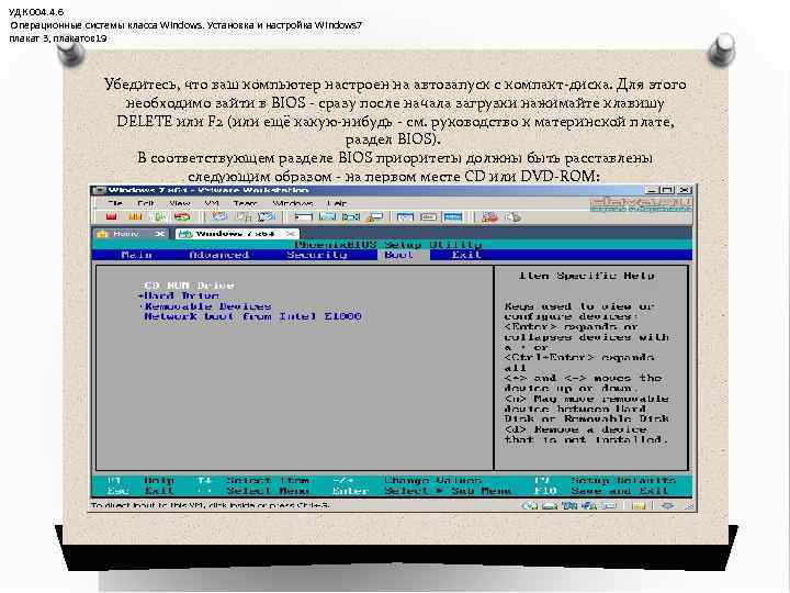 УДК 004. 4. 6 Операционные системы класса Windows. Установка и настройка Windows 7 плакат