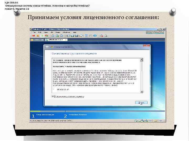 УДК 004. 4. 6 Операционные системы класса Windows. Установка и настройка Windows 7 плакат