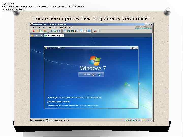 УДК 004. 4. 6 Операционные системы класса Windows. Установка и настройка Windows 7 плакат