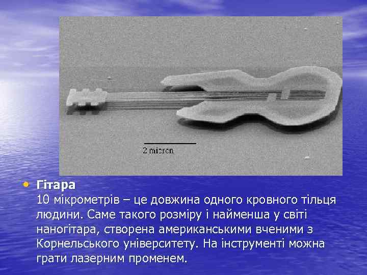  • Гітара 10 мікрометрів – це довжина одного кровного тільця людини. Саме такого