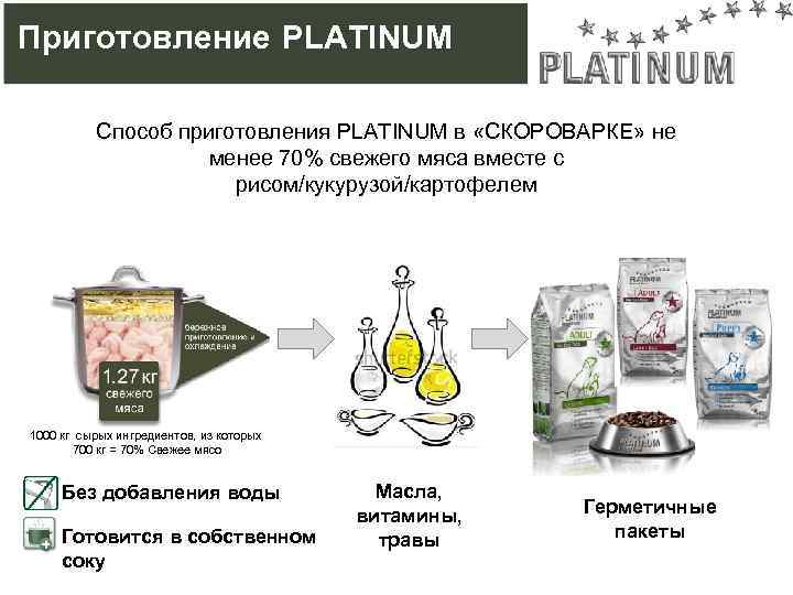 Приготовление PLATINUM Способ приготовления PLATINUM в «СКОРОВАРКЕ» не менее 70% свежего мяса вместе с
