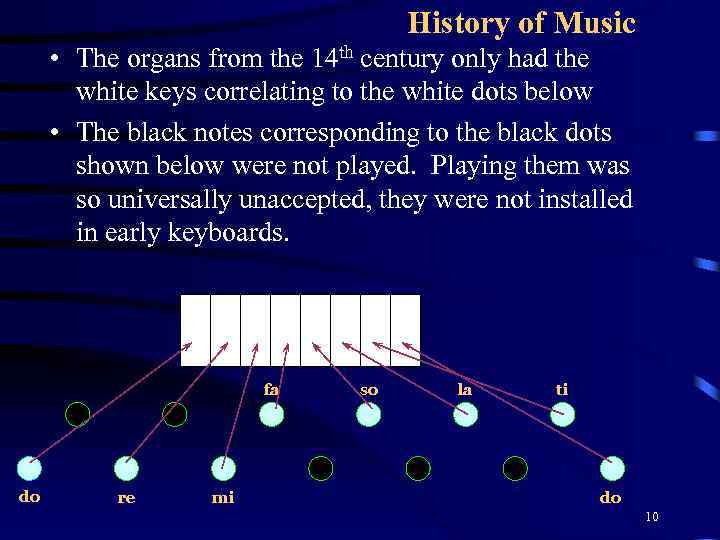History of Music • The organs from the 14 th century only had the