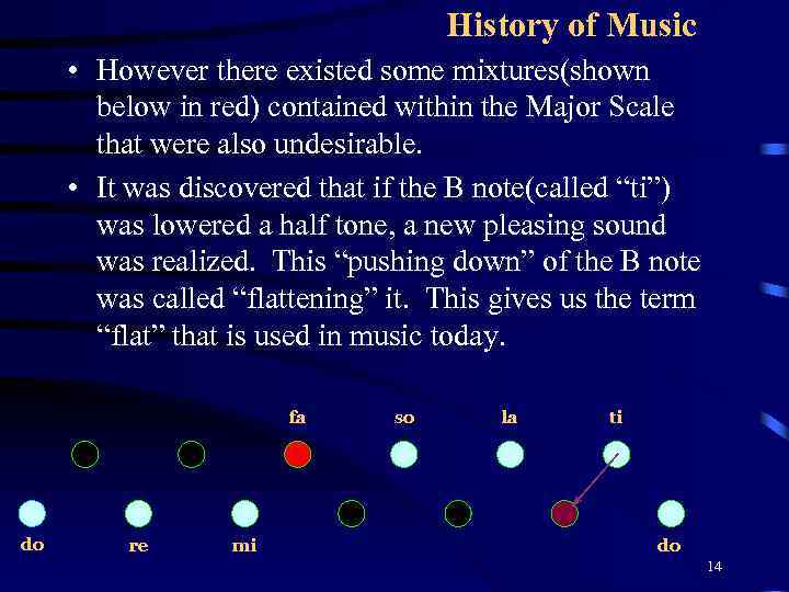 History of Music • However there existed some mixtures(shown below in red) contained within