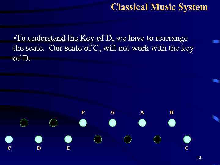 Classical Music System • To understand the Key of D, we have to rearrange