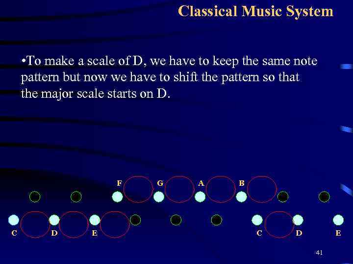 Classical Music System • To make a scale of D, we have to keep