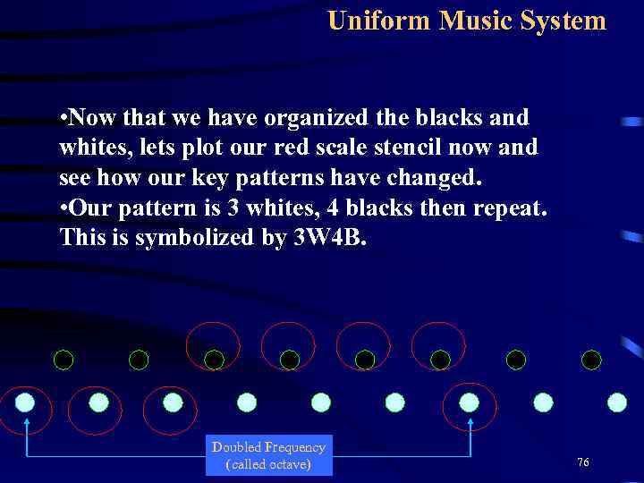 Uniform Music System • Now that we have organized the blacks and whites, lets