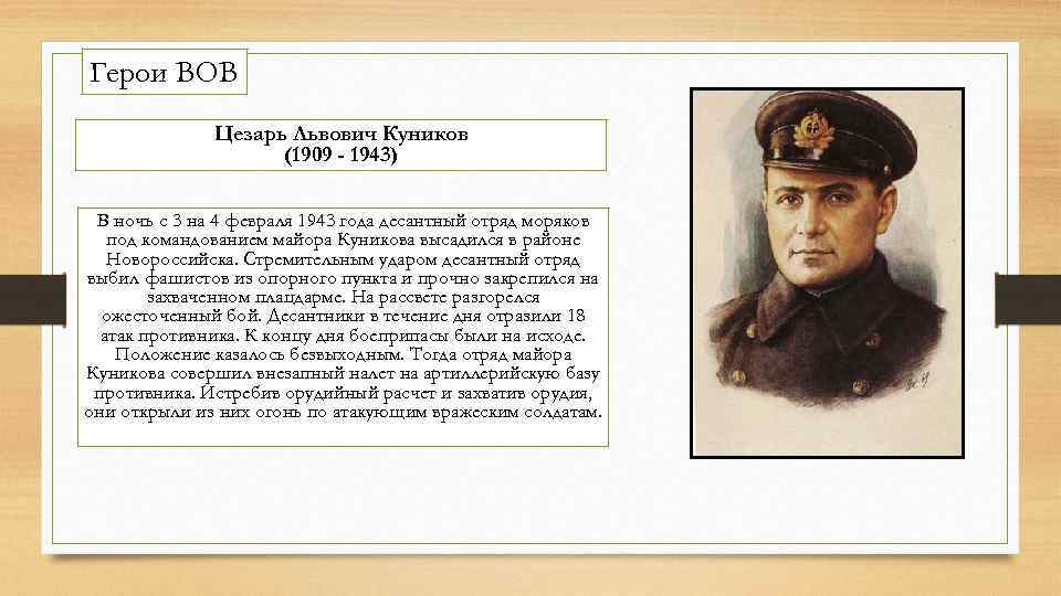 Герои ВОВ Цезарь Львович Куников (1909 - 1943) В ночь с 3 на 4