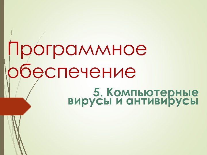Программное обеспечение 5. Компьютерные вирусы и антивирусы 
