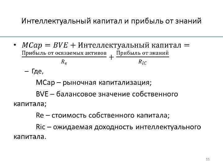 Интеллектуальный капитал и прибыль от знаний • 55 
