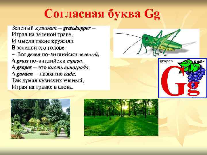 Согласная буква Gg 