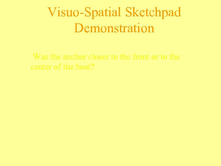 Visuo-Spatial Sketchpad Demonstration Was the anchor closer to the front or to the center