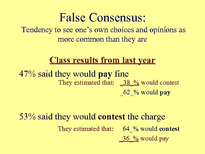 False Consensus: Tendency to see one’s own choices and opinions as more common than