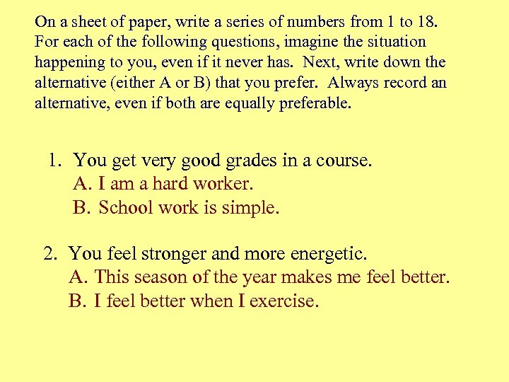 On a sheet of paper, write a series of numbers from 1 to 18.