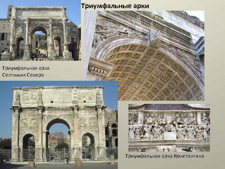 Триумфальные арки Триумфальная арка Септимия Севера Триумфальная арка Константина 
