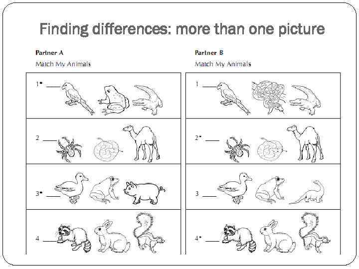 Finding differences: more than one picture 