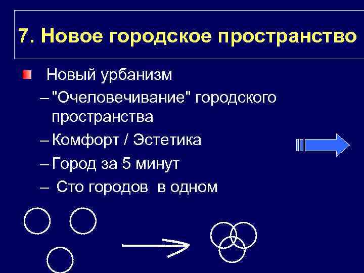 7. Новое городское пространство Новый урбанизм – "Очеловечивание" городского пространства – Комфорт / Эстетика