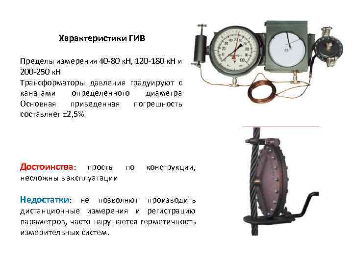 Характеристики ГИВ Пределы измерения 40 -80 к. Н, 120 -180 к. Н и 200