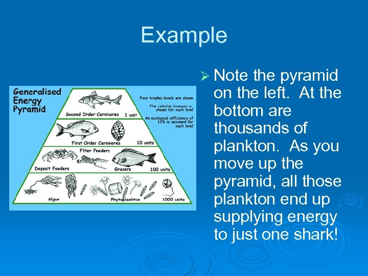 Example Ø Note the pyramid on the left. At the bottom are thousands of