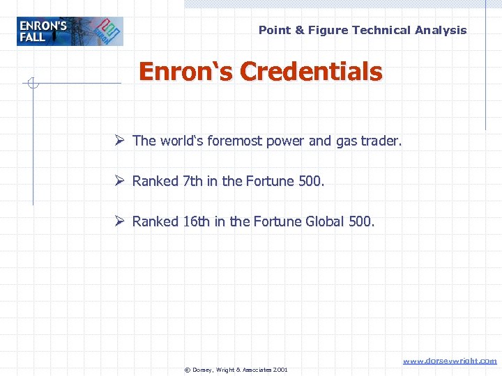 Point & Figure Technical Analysis Enron‘s Credentials Ø The world‘s foremost power and gas