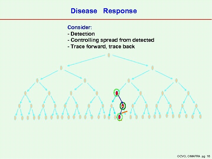 Disease Response Consider: - Detection - Controlling spread from detected - Trace forward, trace