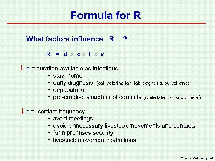 Formula for R What factors influence R ? R = d x cx t