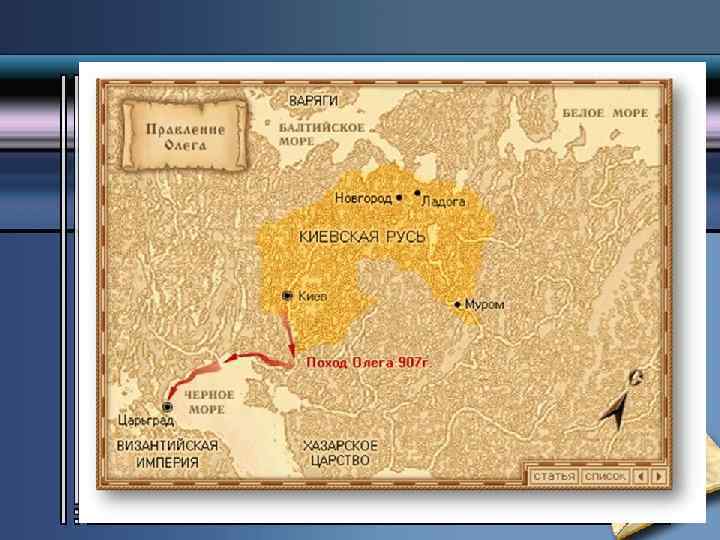 Внешняя политика. Его основной задачей было присоединение к своему государству земель по течению Днепра.