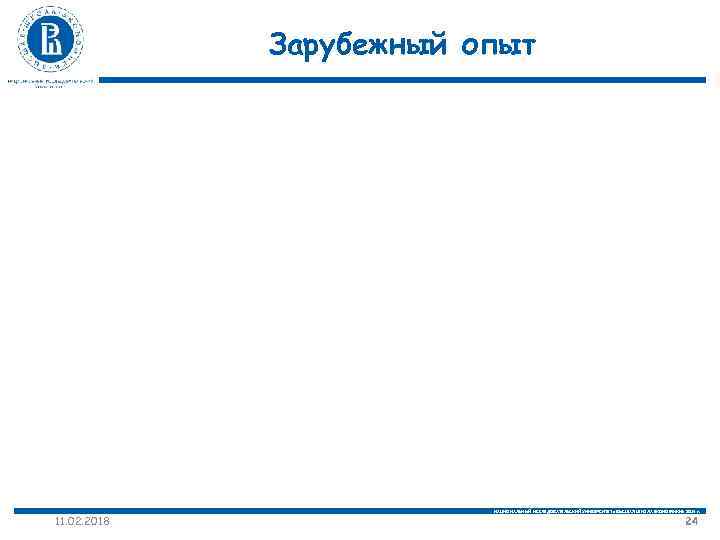 Зарубежный опыт 11. 02. 2018 НАЦИОНАЛЬНЫЙ ИССЛЕДОВАТЕЛЬСКИЙ УНИВЕРСИТЕТ «ВЫСШАЯ ШКОЛА ЭКОНОМИКИ» 2014 г. 24