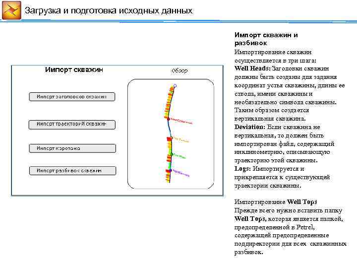 Загрузка и подготовка исходных данных Сейсмические данные Импорт скважин и разбивок Импортирование скважин осуществляется