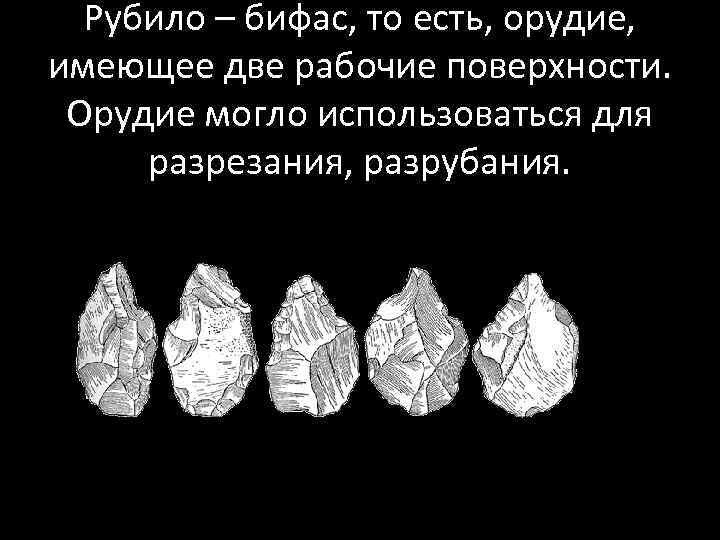 Рубило – бифас, то есть, орудие, имеющее две рабочие поверхности. Орудие могло использоваться для