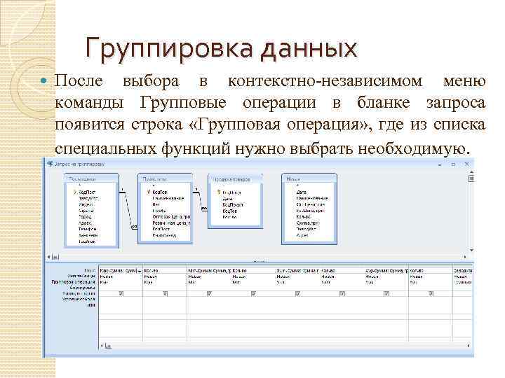 Провести группировку