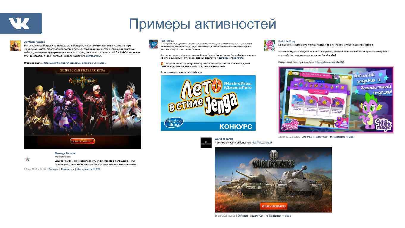 Примеры активностей 