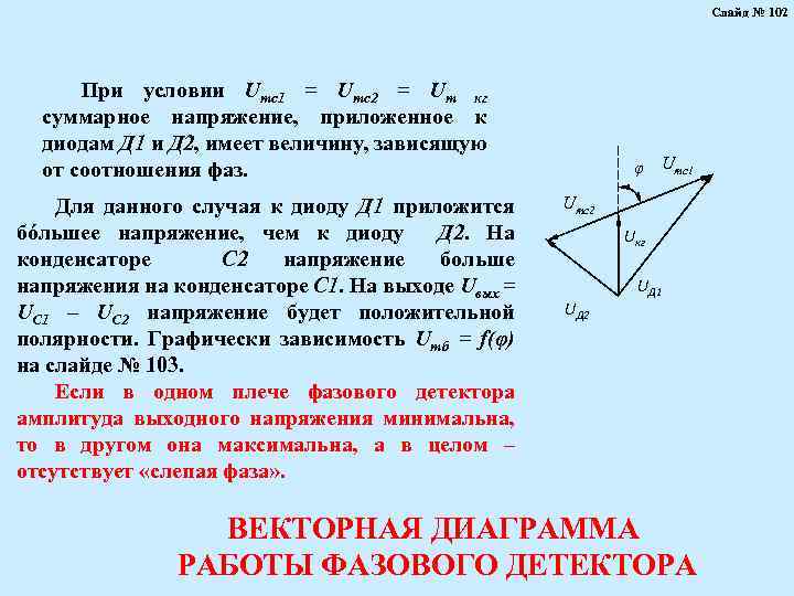 Слайд № 102 При условии Uтс1 = Uтс2 = Uт кг суммарное напряжение, приложенное