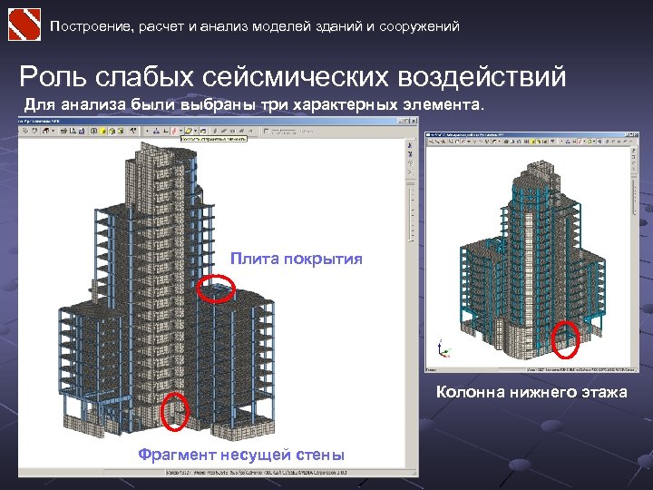 Построение, расчет и анализ моделей зданий и сооружений Роль слабых сейсмических воздействий Для анализа