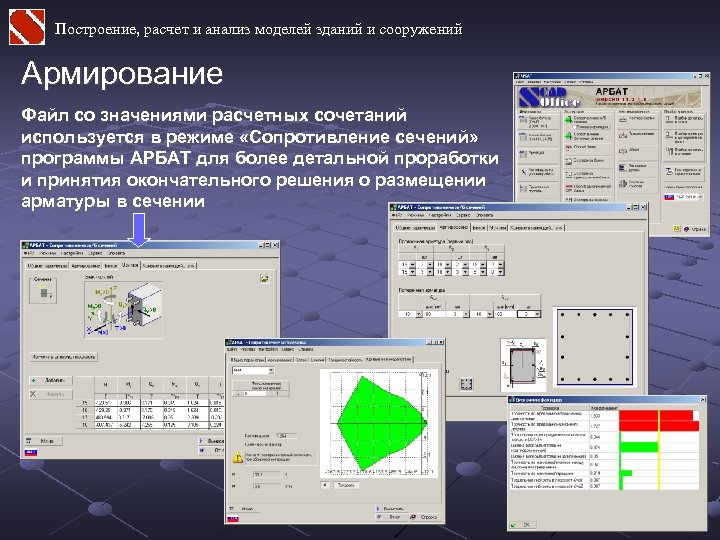 Построение, расчет и анализ моделей зданий и сооружений Армирование Файл со значениями расчетных сочетаний