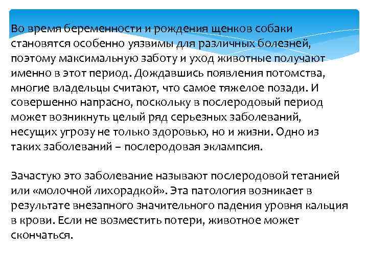 Во время беременности и рождения щенков собаки становятся особенно уязвимы для различных болезней, поэтому