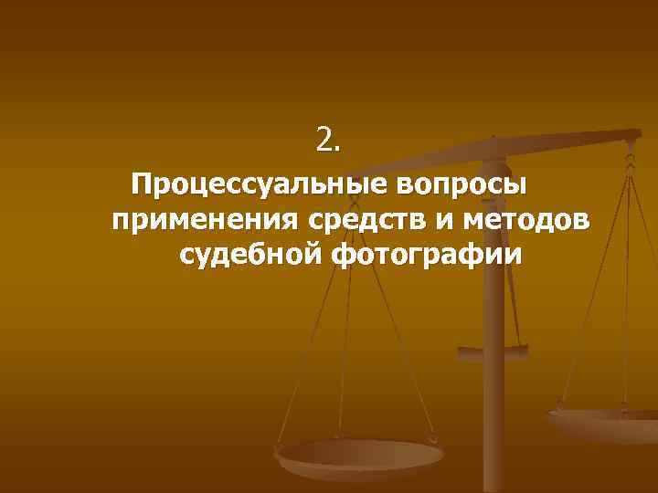 2. Процессуальные вопросы применения средств и методов судебной фотографии 