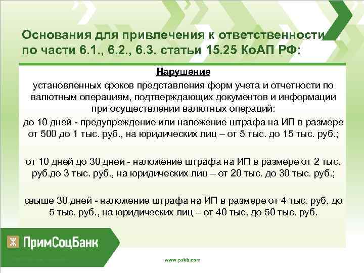 Основания для привлечения к ответственности по части 6. 1. , 6. 2. , 6.