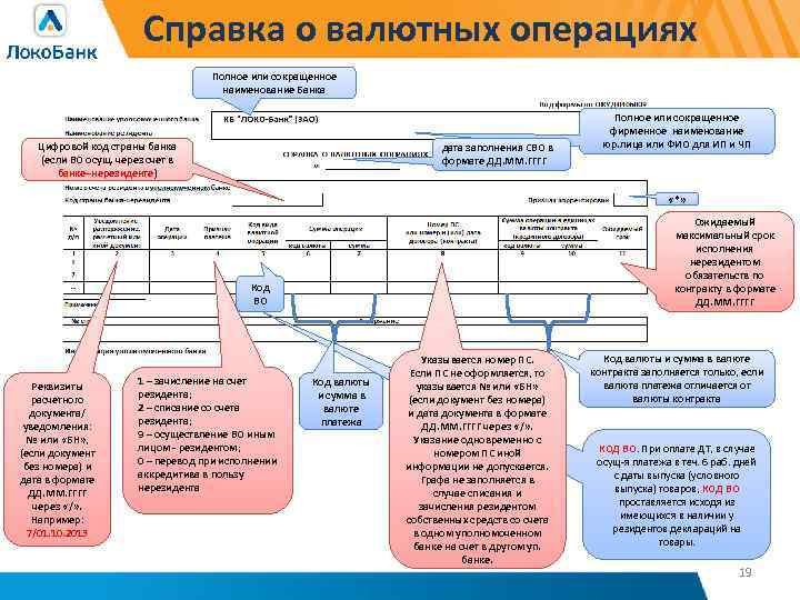 Справка о валютных операциях Полное или сокращенное наименование Банка Цифровой код страны банка (если