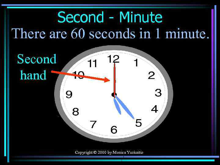 Second - Minute There are 60 seconds in 1 minute. Second hand Copyright ©