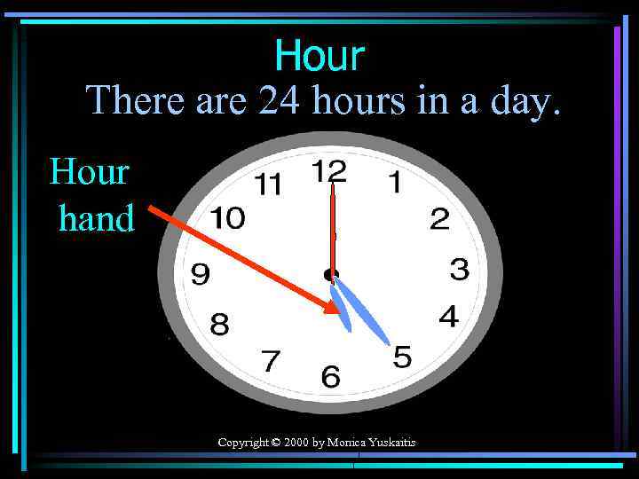 Hour There are 24 hours in a day. Hour hand Copyright © 2000 by