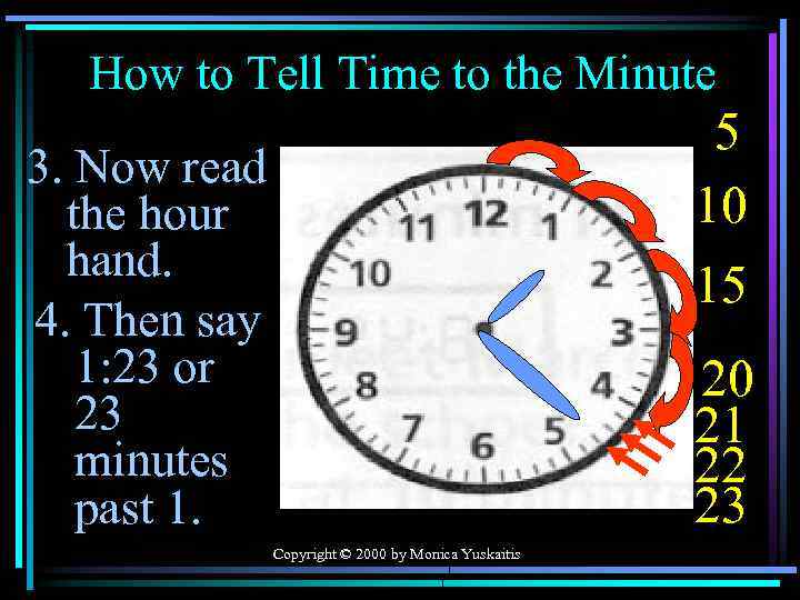 How to Tell Time to the Minute 5 10 15 3. Now read the