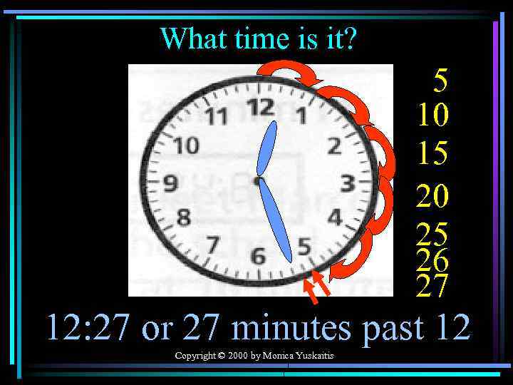 What time is it? 5 10 15 20 25 26 27 12: 27 or