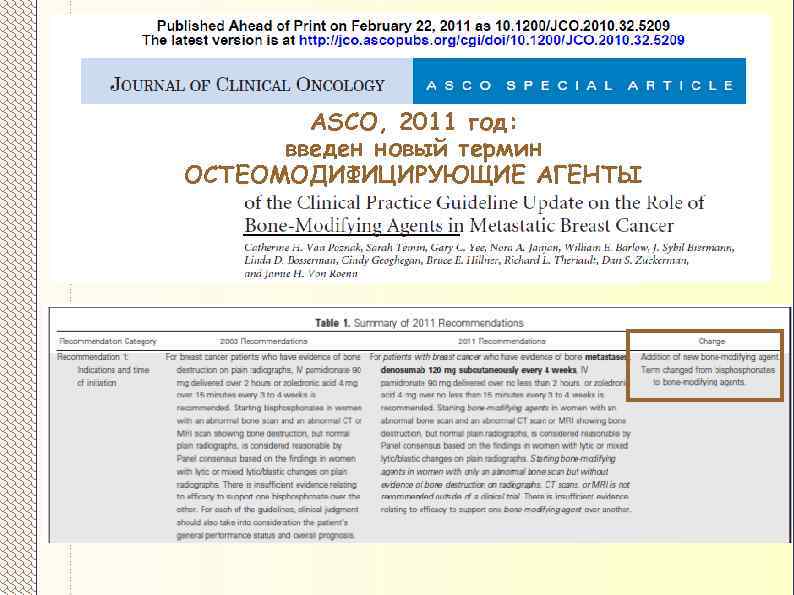 ASCO, 2011 год: введен новый термин ОСТЕОМОДИФИЦИРУЮЩИЕ АГЕНТЫ 
