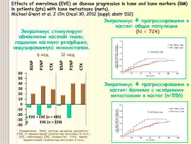 Effects of everolimus (EVE) on disease progression in bone and bone markers (BM) in