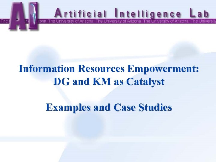 Information Resources Empowerment: DG and KM as Catalyst Examples and Case Studies 